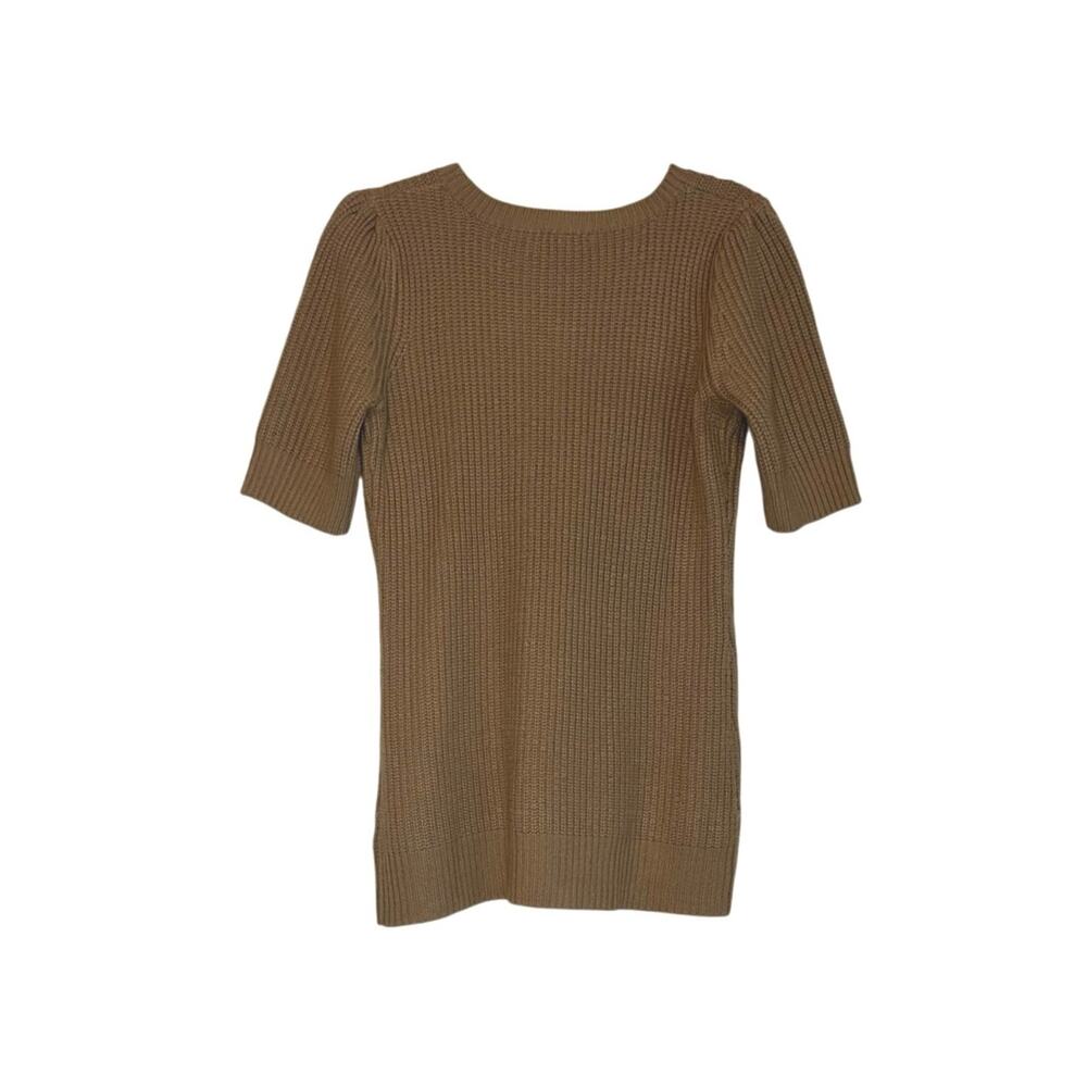 The Limited Caramel Brown Ribbed Knit Sweater Top Short Sleeve Minimalist M - Picture 3 of 3